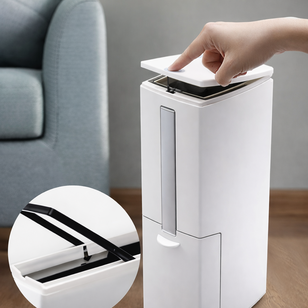 Modern Slimline Bathroom Bin with Brush