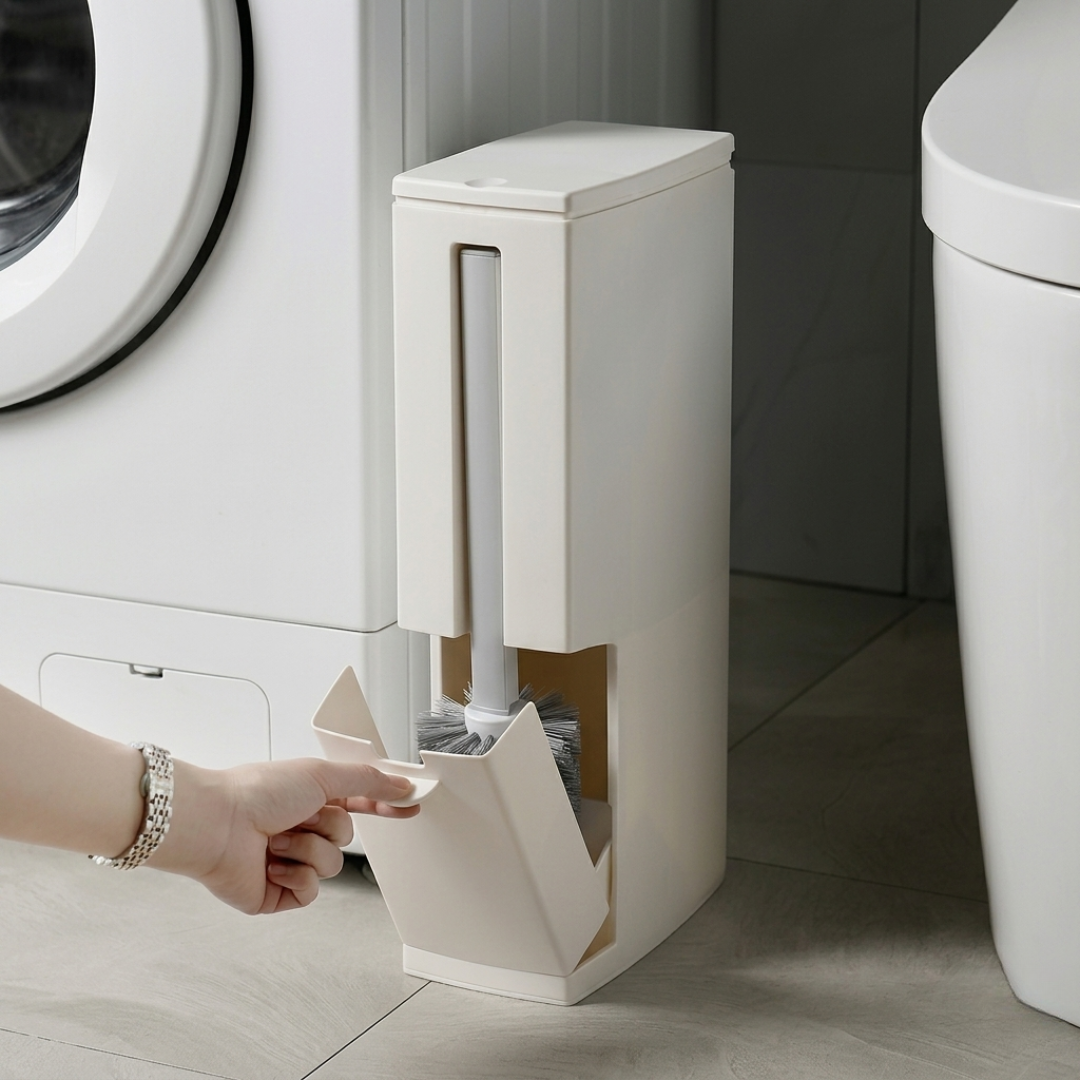 Modern Slimline Bathroom Bin with Brush