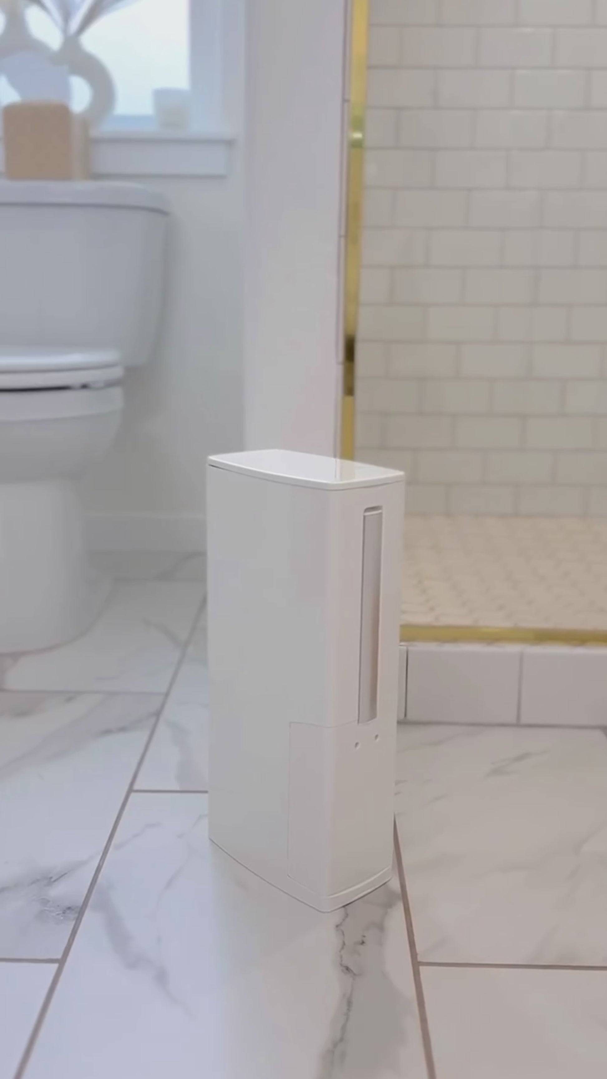 Modern Slimline Bathroom Bin with Brush